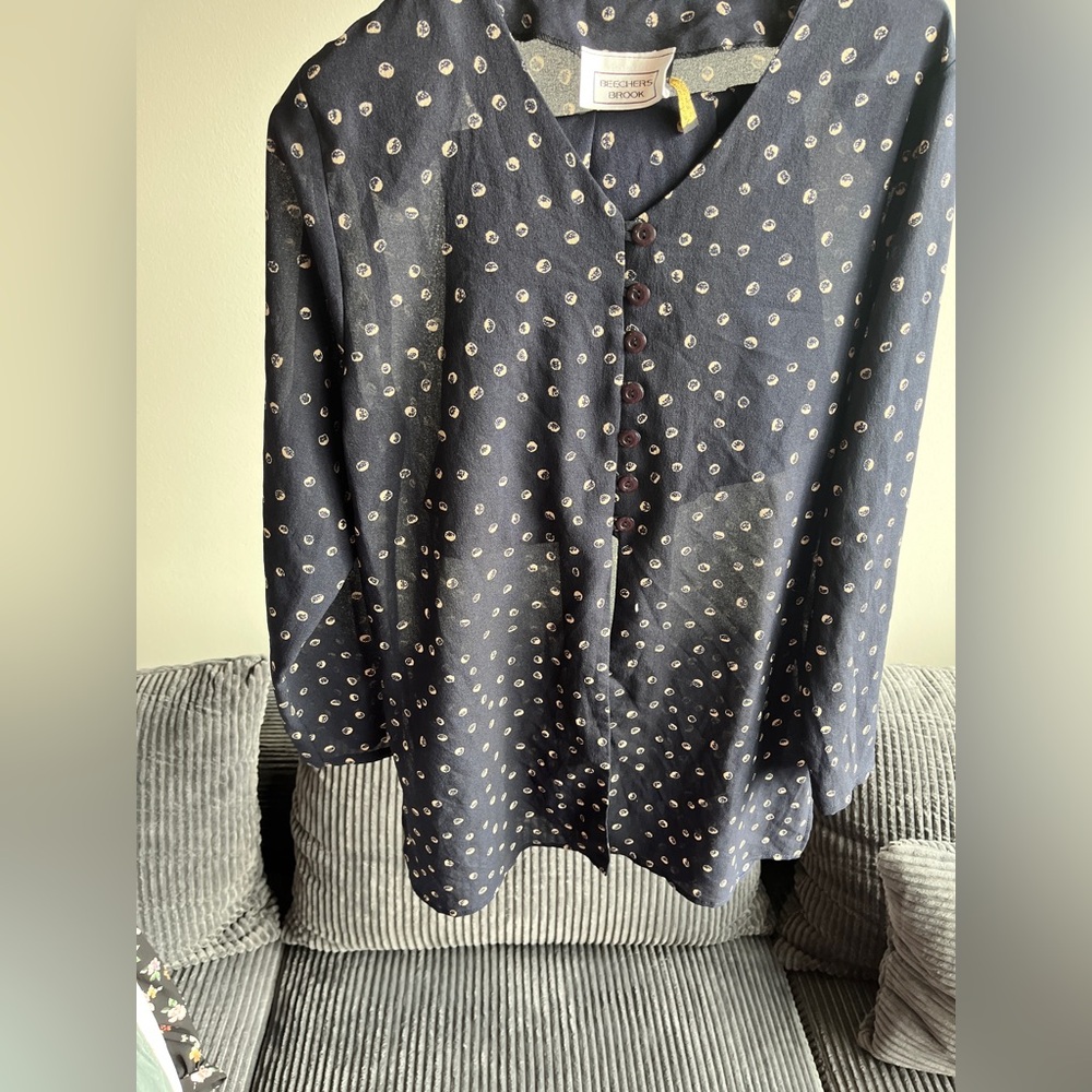 Navy Polka Dot Blouse and Skirt Set